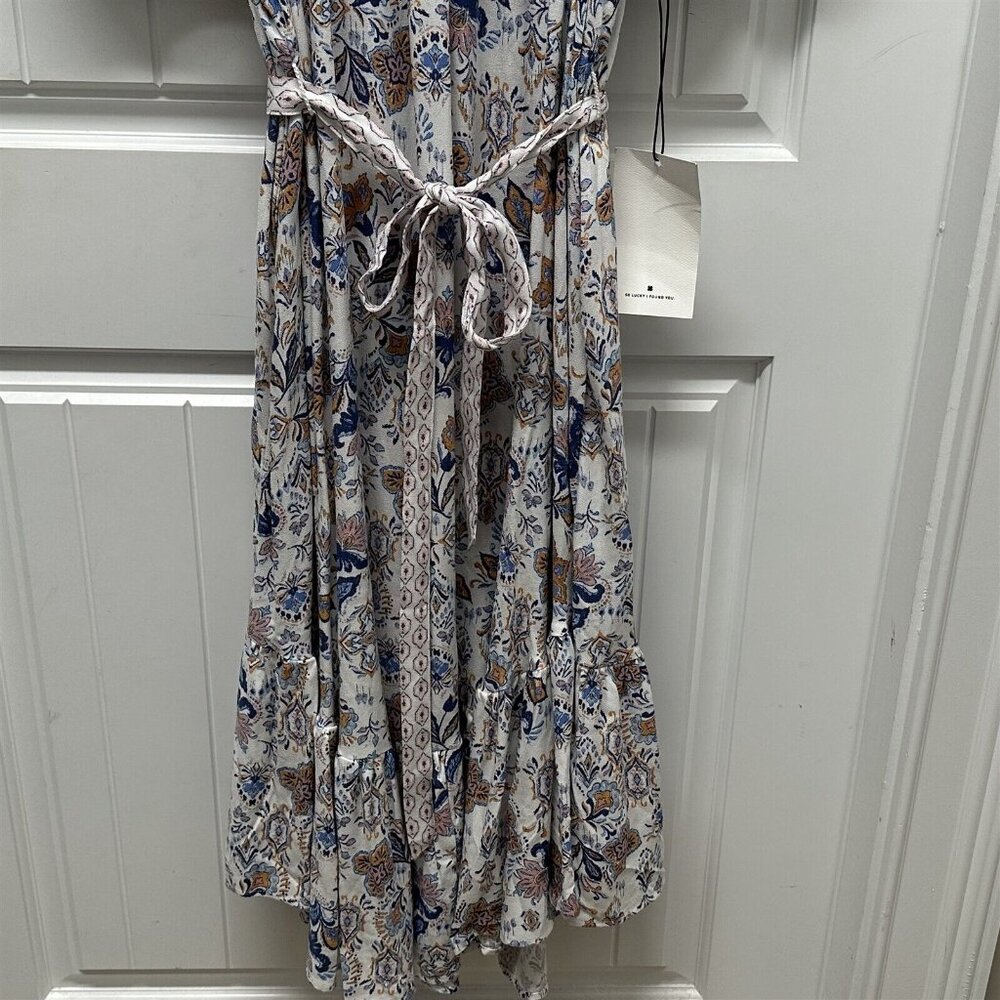 Lucky Brand Dress Peasant Cowgirl Paisley Blue White Cottage Core NEW - Picture 3 of 11